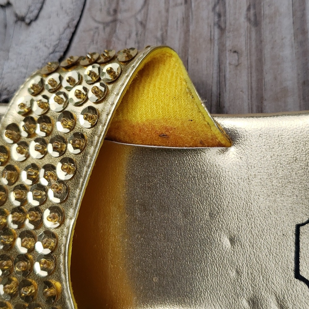 NWT Easy USA women's gold sequence flip flop sandals - Picture 7 of 11